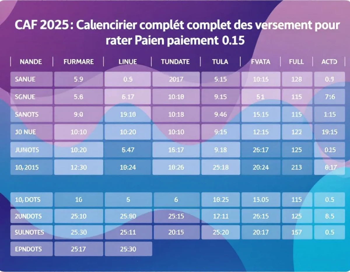 CAF 2025 : Consultez le Calendrier Complet des Dates de Versement pour Ne Rater Aucun Paiement